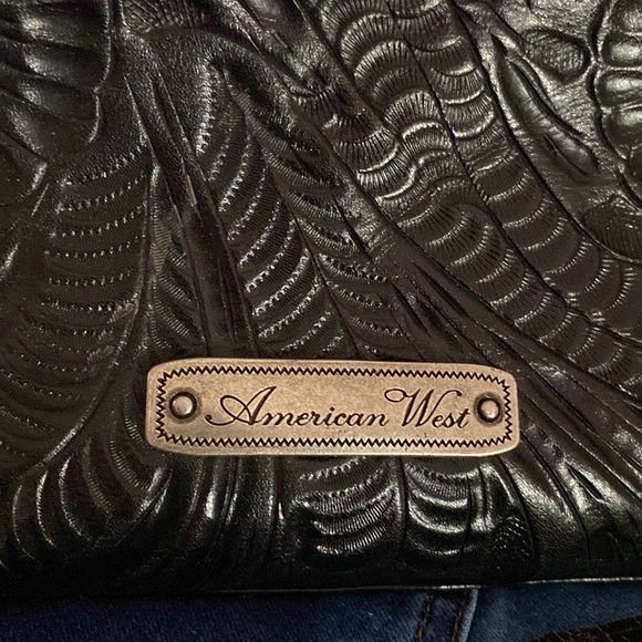 American West shoulder bag.  Black in color with silver accents. - Picture 4 of 7